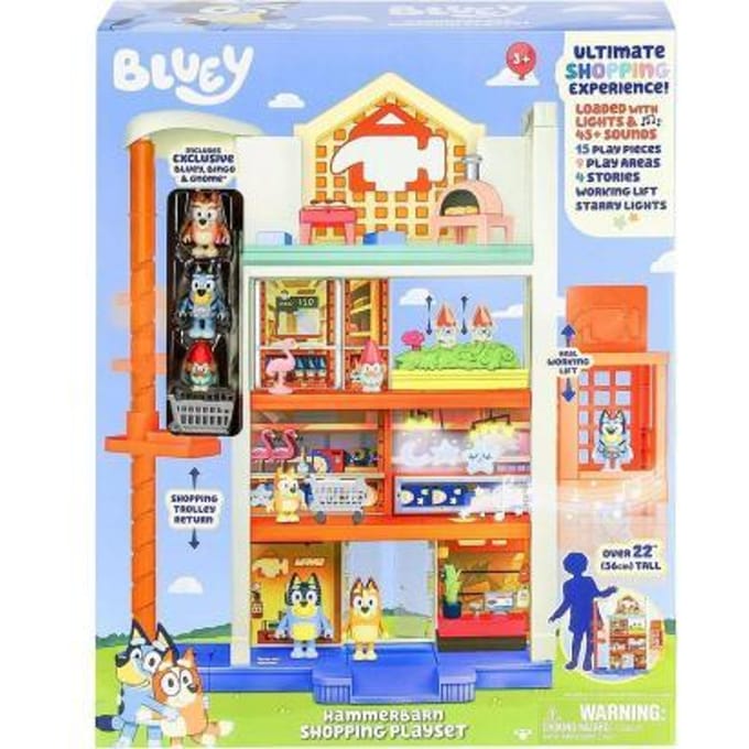 BLUEY - Bluey Winkelcentrum Speelset - 15 accessoires - met licht en geluid - 60cm hoog