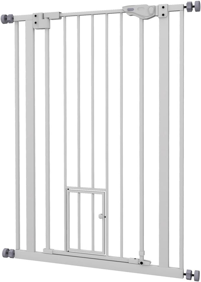 PawHut-Huisdierpoort-Staal-80x2x104,1cm-Wit