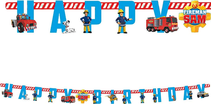 RIETHMULLER - Papieren slinger Happy Birthday Sam de brandweerman 180 cm