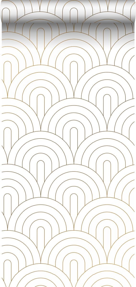 ESTAhome behang art deco bogen wit en goud - 53 cm x 10.05 m - 139215