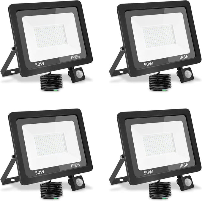 Krachtige LED Buitenlamp met Bewegingssensor 50W Warm Wit IP66