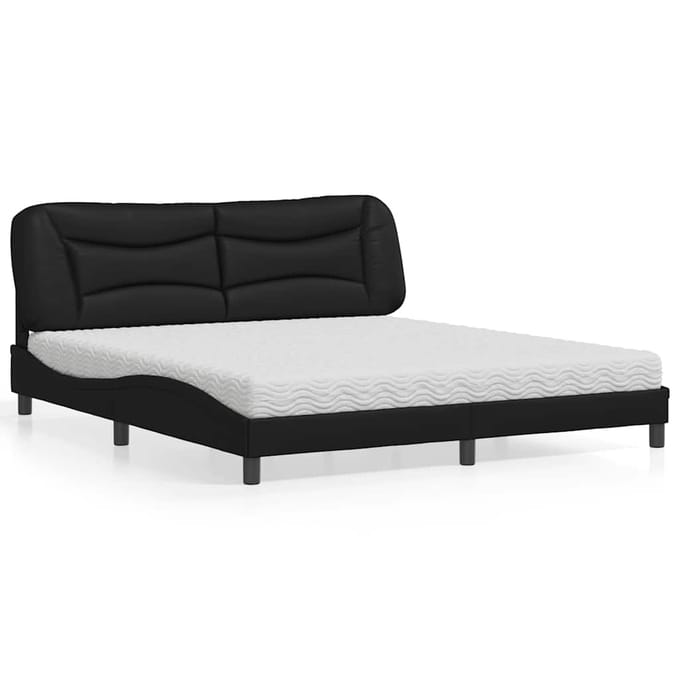 vidaXL - Bed - met - matras - "Hvar" - kunstleer - zwart - 180x200 - cm