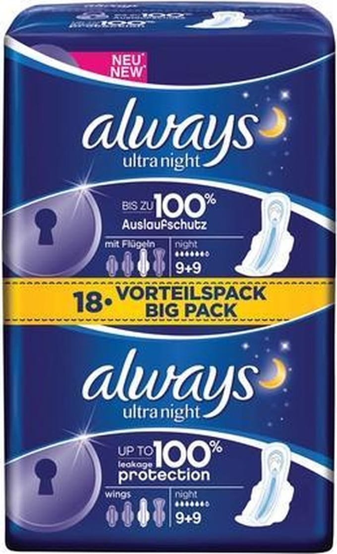 Always Ultra Night - Maandverband - 3 Night With Wings - Instant Dry - 18st