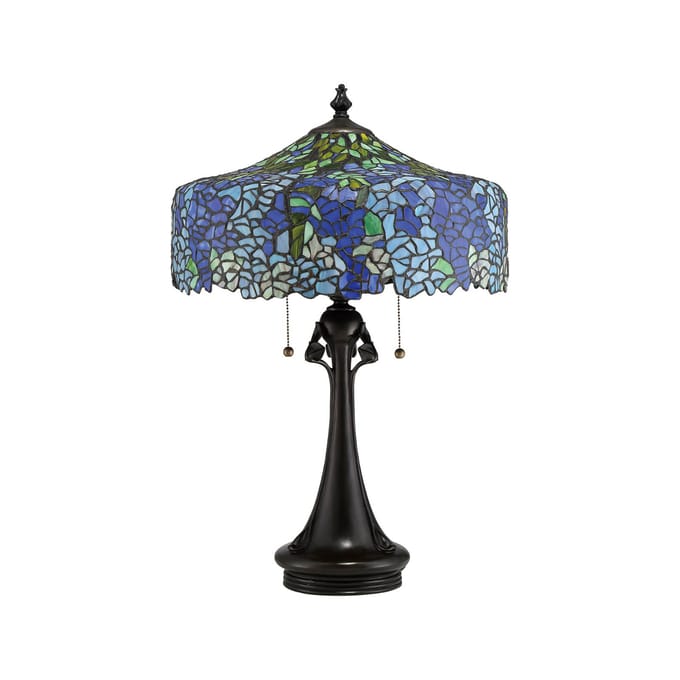 Quoizel Tiffany LED Tafellamp Cobalt | 3X E27 Max 60W | Vintage Bronze