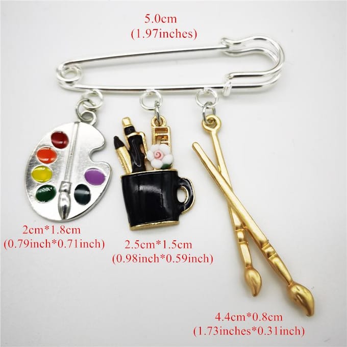 Persoonlijkheid Broche Schilder Hanger Palet Schilderij Penseel Charme Broche Leraar Student Creatieve Sieraden Geschenken gray