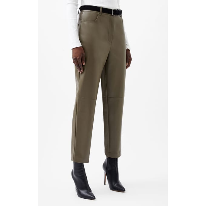 French Connection Crolenda Pu Trousers Chocolate Ganache Größe: 14 | Lederhosen Outlet | Damen | Braun