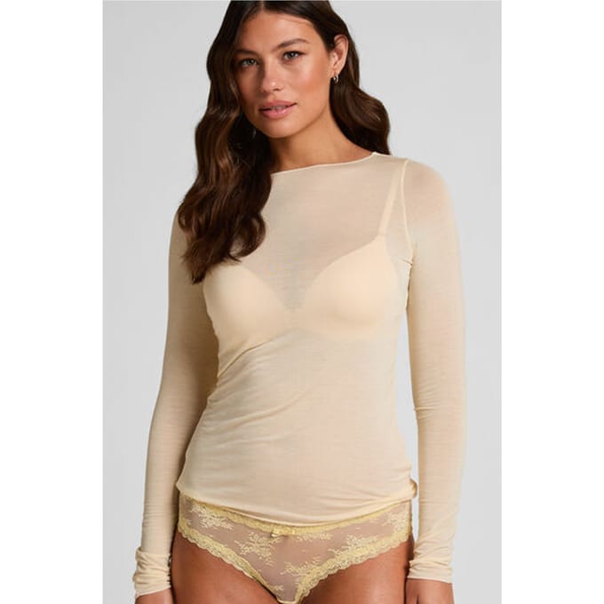 Hunkemöller super soft Boothals shirt met Cashmere Geel