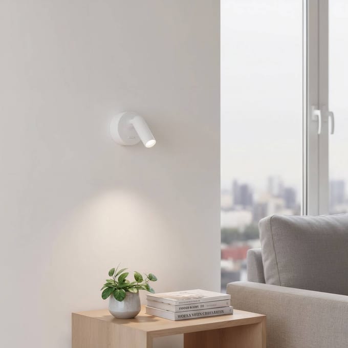Ideal Lux LED wandspot Bean Rond, wit, metaal, draaibaar
