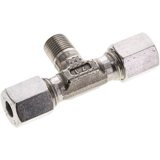 6L & R1/8'' RVS T-stuk Snijringkoppeling Buitendraad 315bar ISO 8434-1