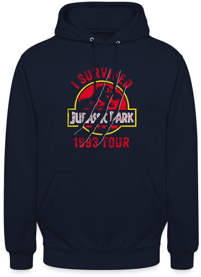 Jurassic Park Bekrast Logo I Survived 1993 Tour Hoodie Unisex
