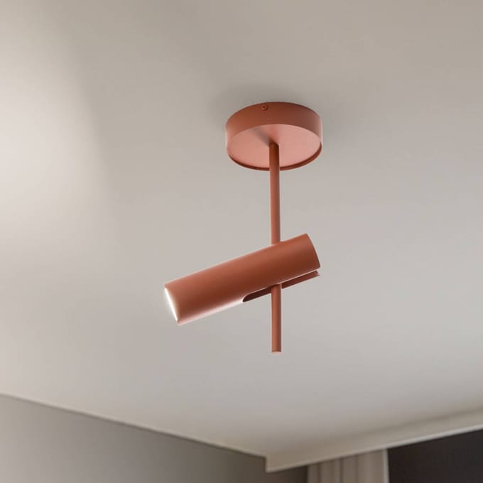 SIGMA Plafondspot Leda 1, baksteenrood, 1-lamp, hoogte 34 cm
