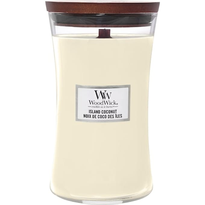 WoodWick Hourglass Medium Geurkaars - Island Coconut - 60 branduren