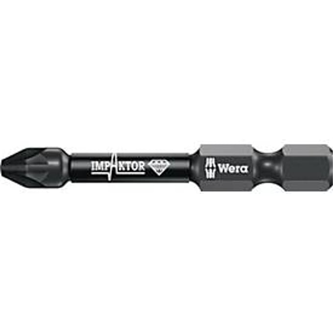 WERA Bit 855/4 IMP DC PZD2, L 50 mm, 1/4 inch E6.3, slagschroevendraaier met diamantcoating, voor slagschroevendraaiers, 5 stuks
