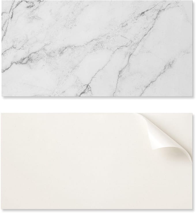 Zelfklevend decoratief element van vinyl voor thuis, 100x50 cm, wit, elegant marmer.
