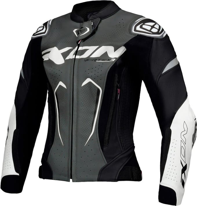 Ixon Vortex 3 JKT L Zwart Antraciet Wit Dames Leren Motorjas - Jas