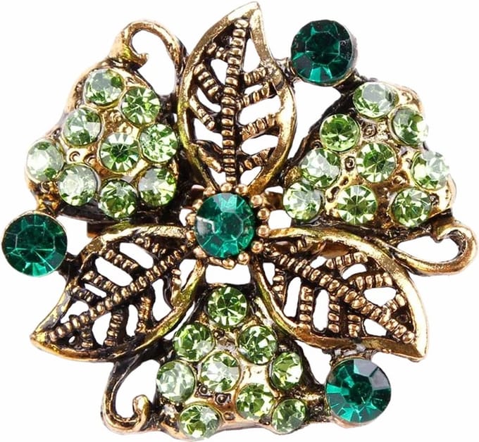 Fako Bijoux® - Broche - Bloem Hart Retro - 32x32mm - Groen