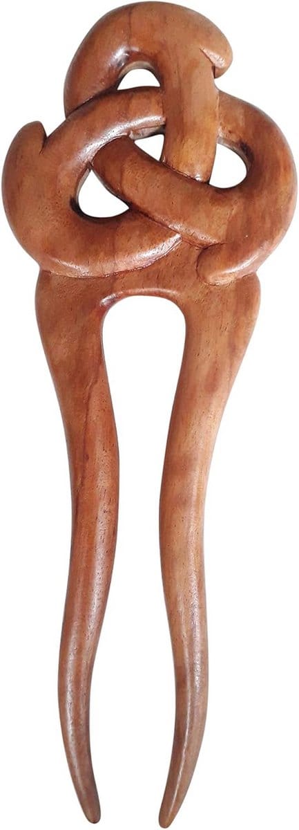 Handgemaakte Houten Haarspeld met Keltische Knoop - Stijlvolle Haaraccessoire