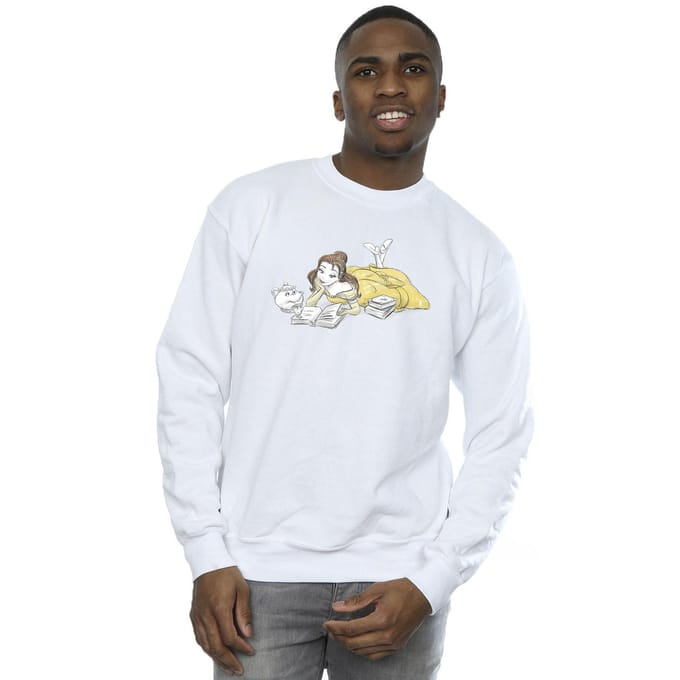 Disney Heren Beauty And The Beast Belle Reading Sweatshirt (Wit)