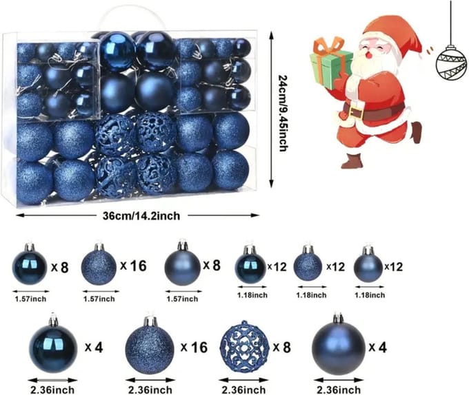 Livano Kerstballen - Kerstversiering - Plastic - Blauw - Kerstballenset - 100 stuks