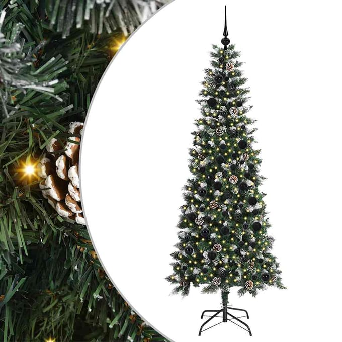 vidaXL - Kunstkerstboom - Groen - 210 - cm - PVC - en - Plastic - en - Staal