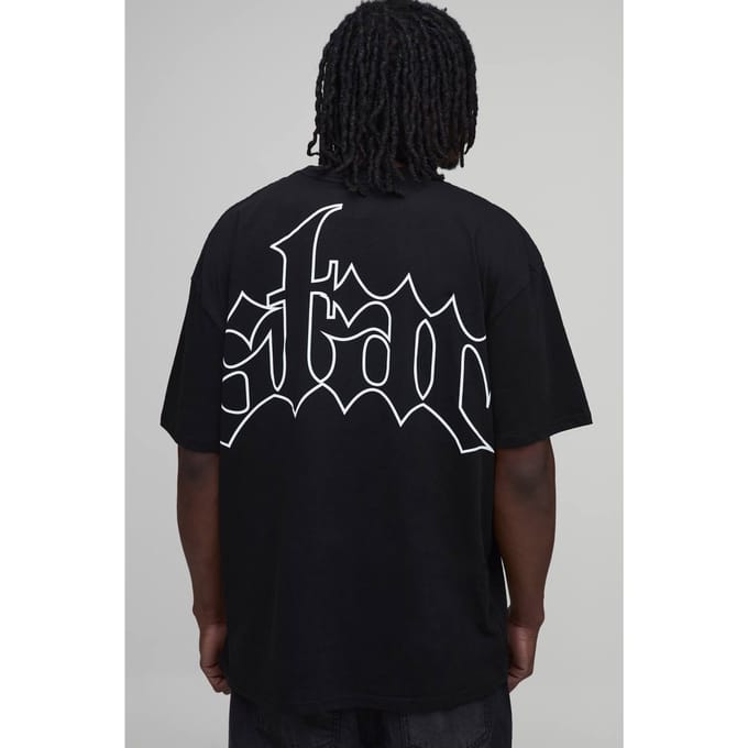 Lang Zwart Oversized T-shirt Met Sterrenprint | Black | Size Medium