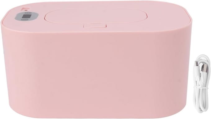 Baby Wipe Warmer, Wet Wipe Warmer, Constant Temperature Portable Wipe Heater Temperature Adjustment Warm Keeper Dispenser (Light Pink)