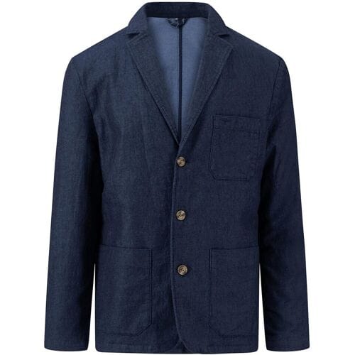 Fynch-Hatton Two-Tone Structure Blazer Cotton Linnen Dark Navy / male