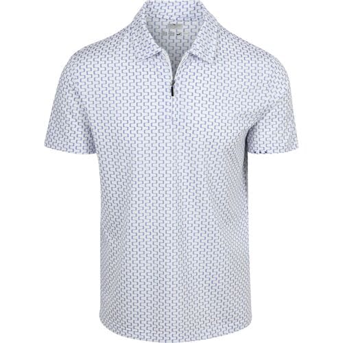 Polo Shirt Korte Mouw R2 Amsterdam Half Zip Polo Wit Print
