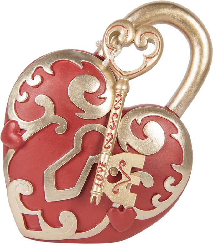 Clayre & Eef Decoratie Beeld Hart 22x9x30 cm Rood Kunststof