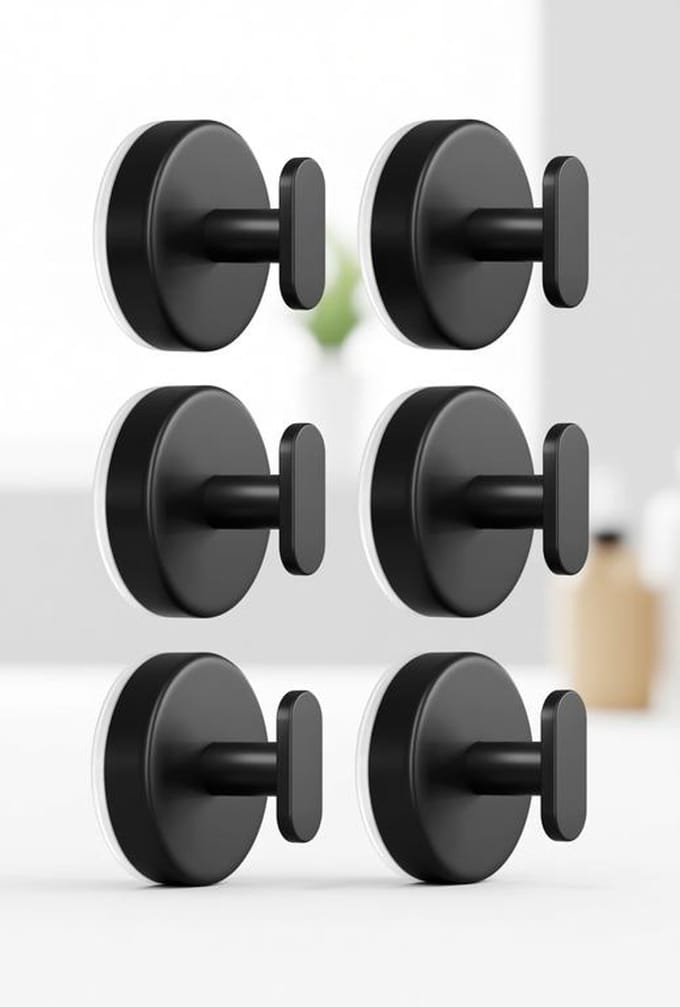 Maison Elara Zuignaphaakjes voor Douche - 6 Stuks - Extra Sterk - Zwart