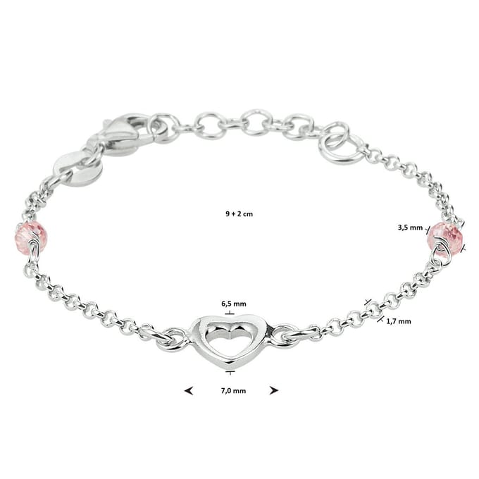 armband hart zilver gerhodineerd