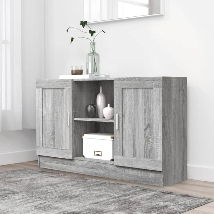vidaXL - Dressoir - 120x30,5x70 - cm - bewerkt - hout - grijs - sonoma - eikenkleurig