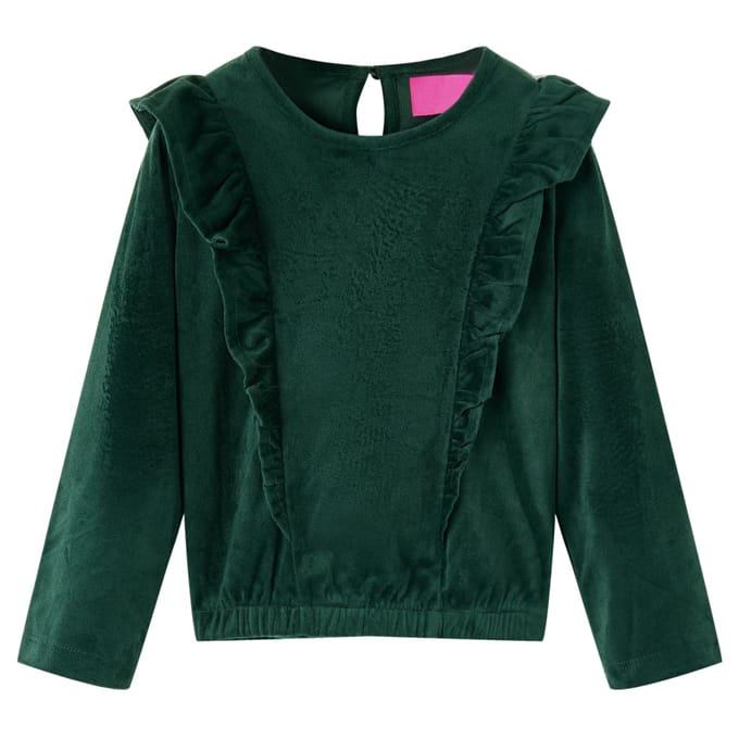 vidaXL - Kinderblouse - met - ruches - 104 - donkergroen
