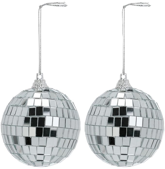 Inge Christmas Decor Disco kerstbal - 2x - zilver - D7 cm - glas/foam - discobal/discobol - kerstversiering