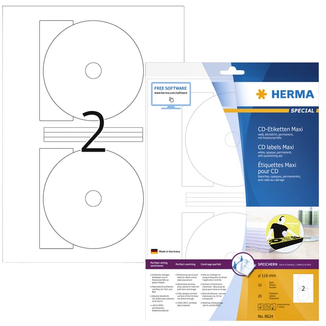 HERMA 8624 Wit Zelfklevend printerlabel printeretiket