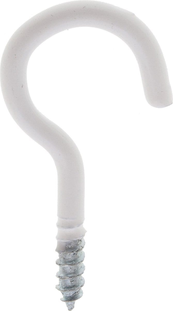Schroefhaak. wit. 40mm. lang. 4 stuks ophang haken. Homefix.