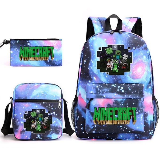 Minecraft Schooltas Game Merchandise Student Grote Capaciteit Print Drie Delige Schooltas Mannen En Vrouwen Three-piece set