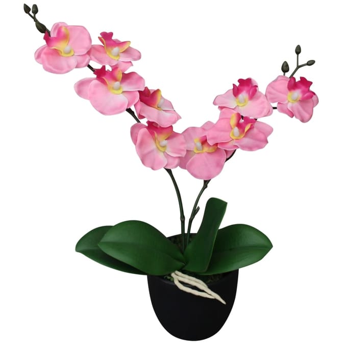 vidaXL - Kunstplant - orchidee - met - pot - 30 - cm - roze