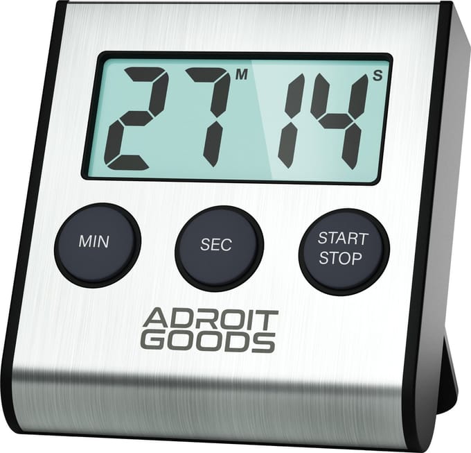 AdroitGoods Digitale Timer - Kookwekker - Magnetisch - LED Scherm - Stopwatch - Keukentimer - RVS