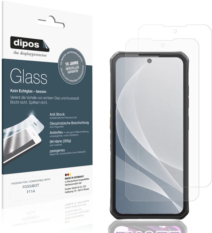 dipos – 2x Matte Pantserfolie geschikt voor FOSSiBOT F114 | 9H Screenprotector