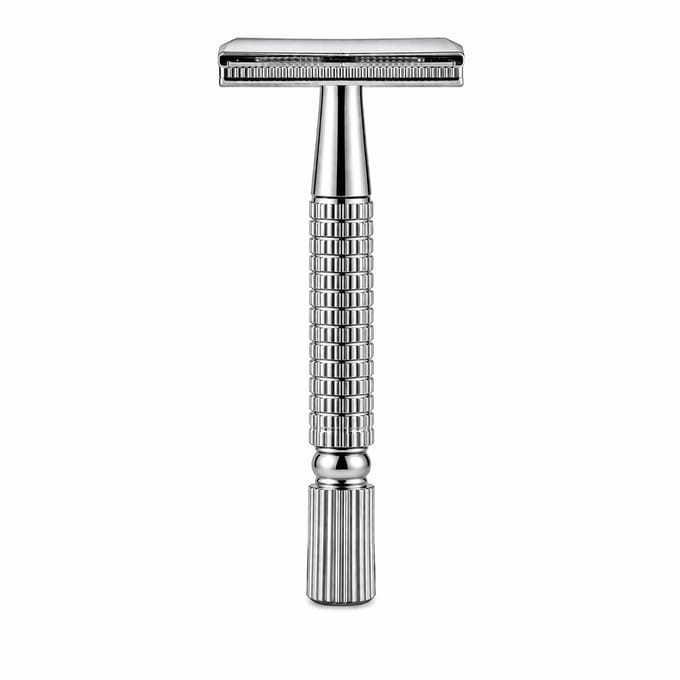 INTER-ESQUE - Rafety Razor + Scheermesjes - Veiligheidsscheermes - Inclusief 5 Mesjes - Double Edge - Vrouwen & Mannen - Zilver