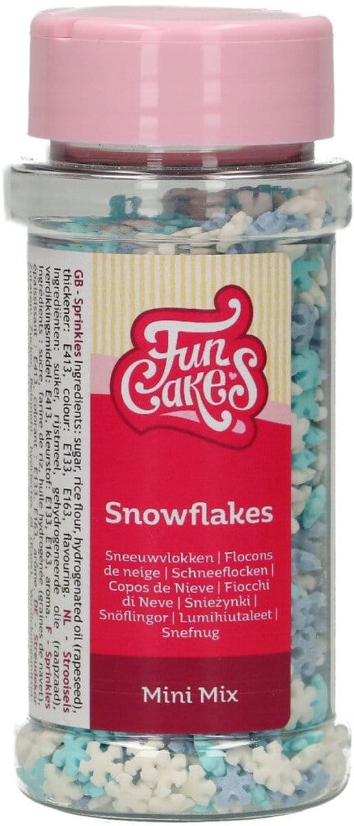 FunCakes Suikerdecoraties - Mini Sneeuwvlokken Mix - 50g - Eetbare Taartdecoratie