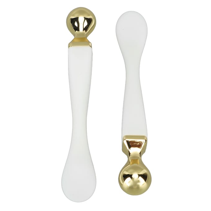 2 stuks Metalen Oogcrème Applicator Spatel Dubbelzijdig Zinklegering Silicone Oogmassage Tool white