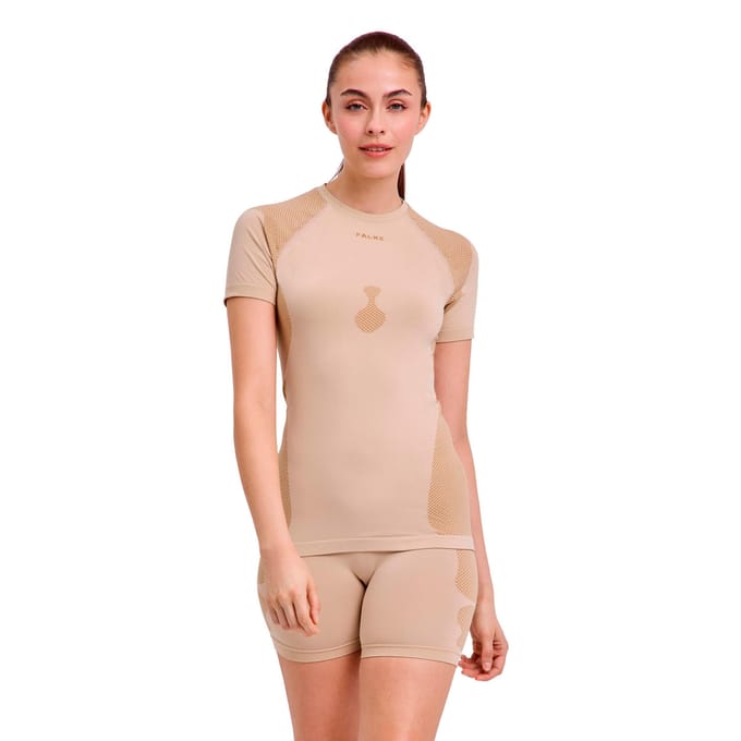 FALKE Warm Trend Shortsleeved sneldrogend functioneel materiaal functioneel shirt met korte mouwen dames beige - maat L