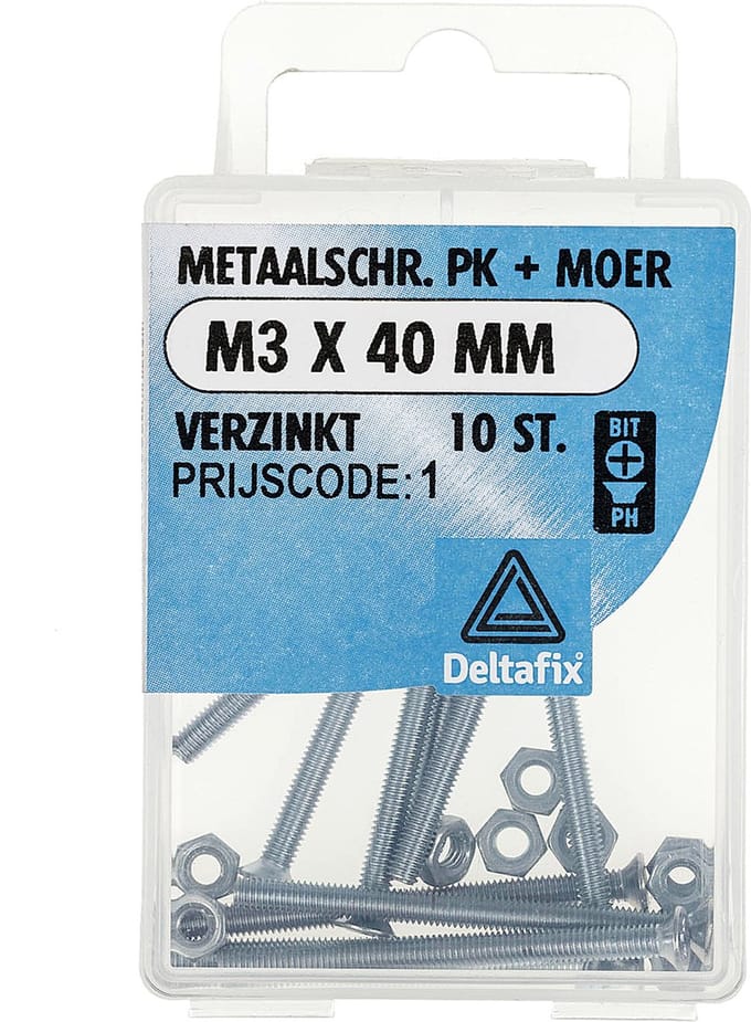 metaalschroeven platkop verzinkt m3x40mm