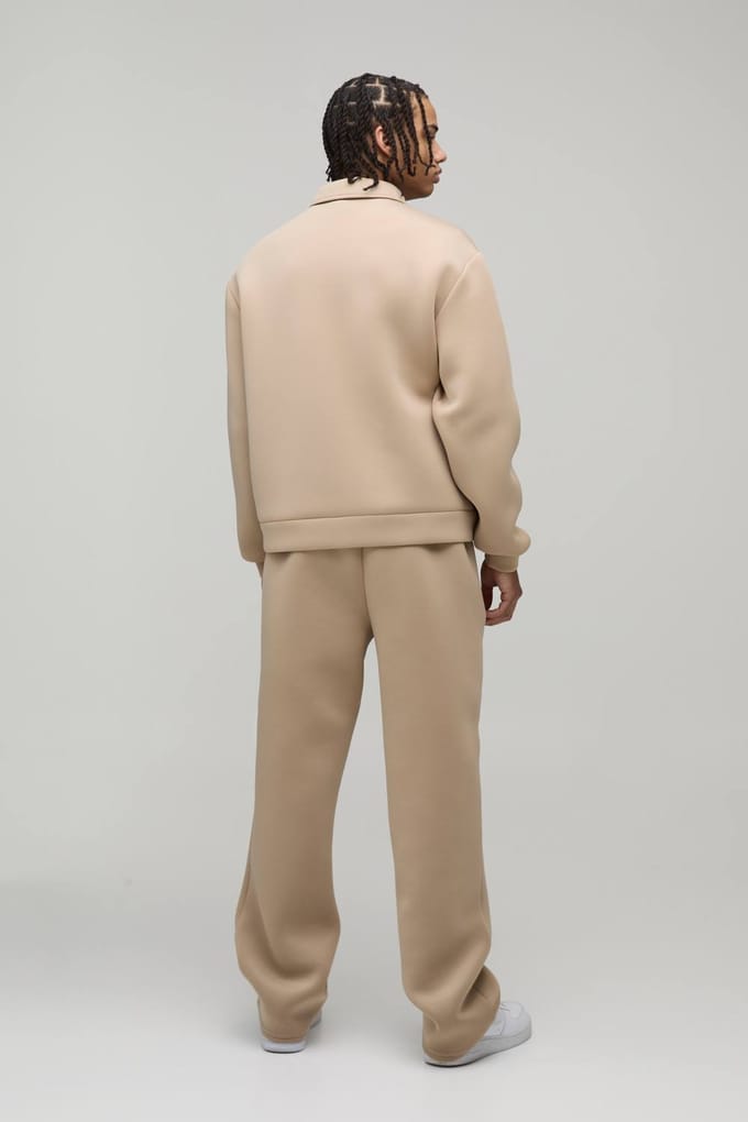 Regular Fit Harrington en Relaxed Broek Scuba Set | Taupe | Size Medium