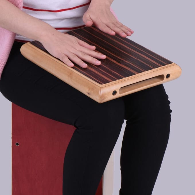 Compacte Reisdoos Drum Cajon Platte Handdrum Slaginstrument met Verstelbare Snaren Draagtas white