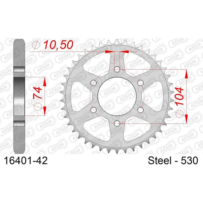 Stalen tandwiel Afam 530 42 dents