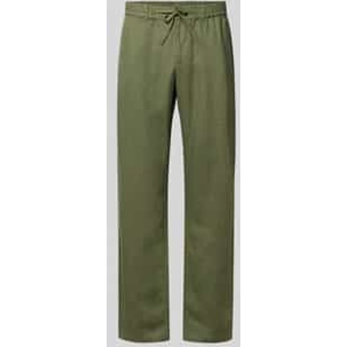regular fit linnen broek met elastische band