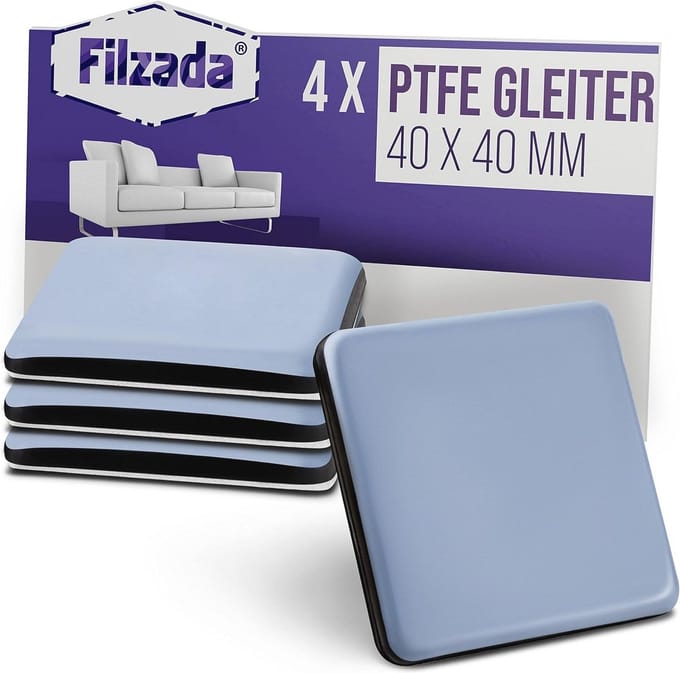 Zelfklevende Teflon meubelglijders - 40 x 40 mm - vierkant